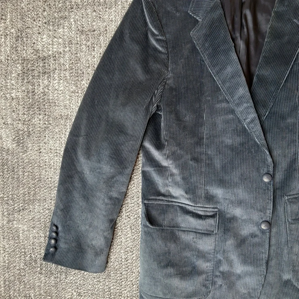 Anthony Allan Vintage Corduroy Blazer Mens Blue Gray Union Made USA Sport Coat